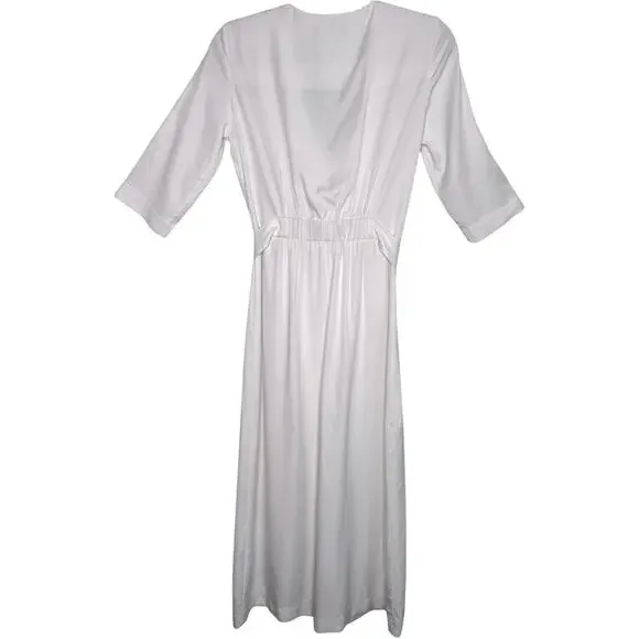 TRF Collection Zara White Long Dress With Buttons and Sash Size XS